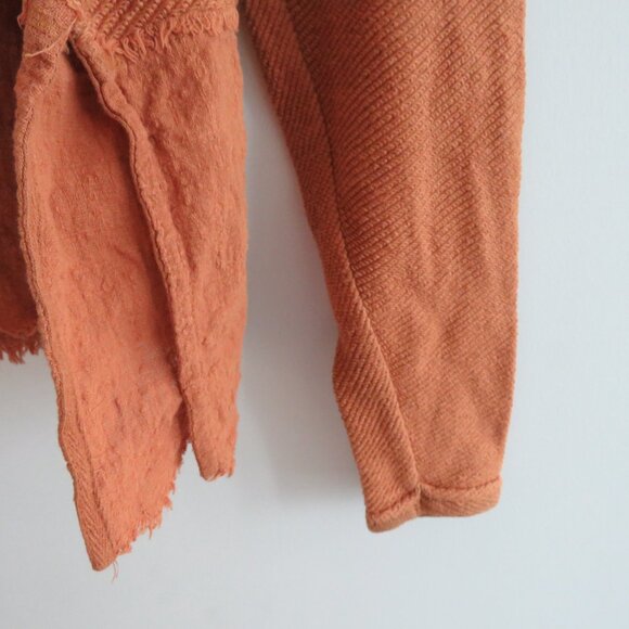 FREE PEOPLE Zoe Oversized Cowl Neck Pullover Gauze Trim Burnt Orange - Size M - Picture 9 of 16